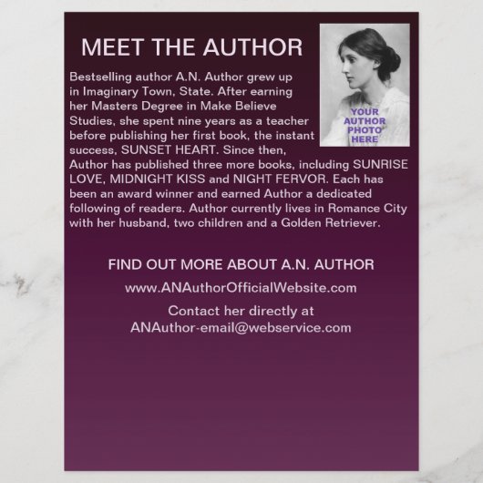 Autor Werbeaktion Buch Cover Lila Black Flyer (Hinten)