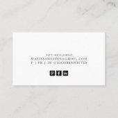 Autor Writer Watercolor Business Card Visitenkarte (Rückseite)