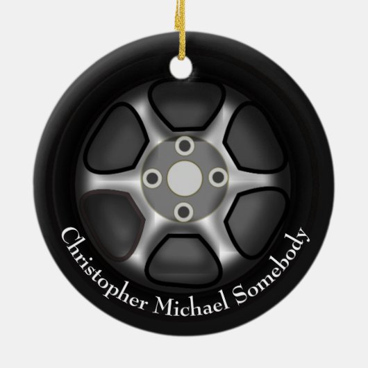 Autoradschmuck | Name hinzufügen Keramikornament (Hinten)