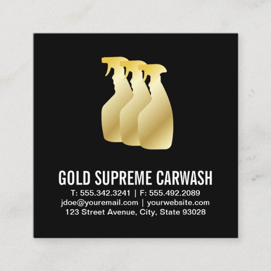 Autoreinigung | Golden Quadratische Visitenkarte (Vorderseite)