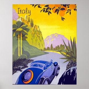 Autoreise durch Italien, Vintage-Reiseposter Poster