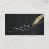 Autoren / Black and Gold Quill Feather Pen Visitenkarte (Vorderseite)
