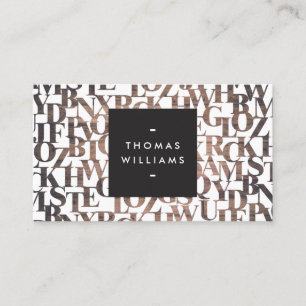 Autoren, Schriftsteller, Abstrakte Briefe aus brau Visitenkarte