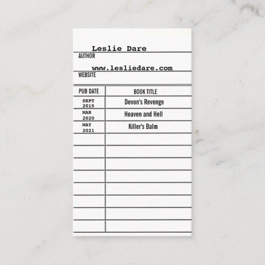 Autorenkarte Visitenkarte (Vorderseite)