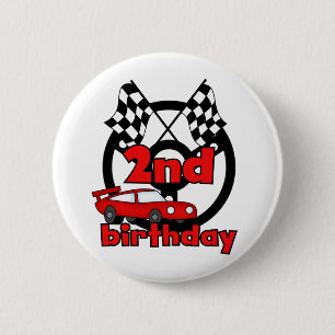 Autorennen-2. Geburtstags-T-Shirts und Geschenke Button