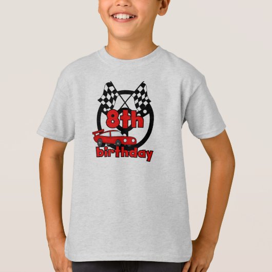Autorennen-8. Geburtstag T-Shirt (Vorderseite)