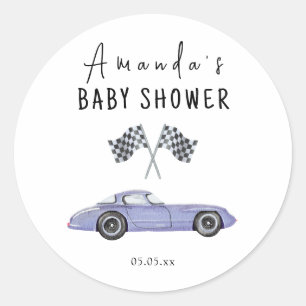 Autorennen-Baby-Party Runder Aufkleber