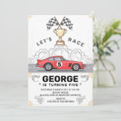 Autorennen Geburtstagsparty Einladung (Stehend Vorderseite)