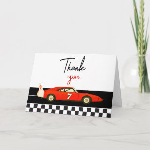 Autorennen Jungen Baby Shower   Kleine Rennfahrer- Dankeskarte