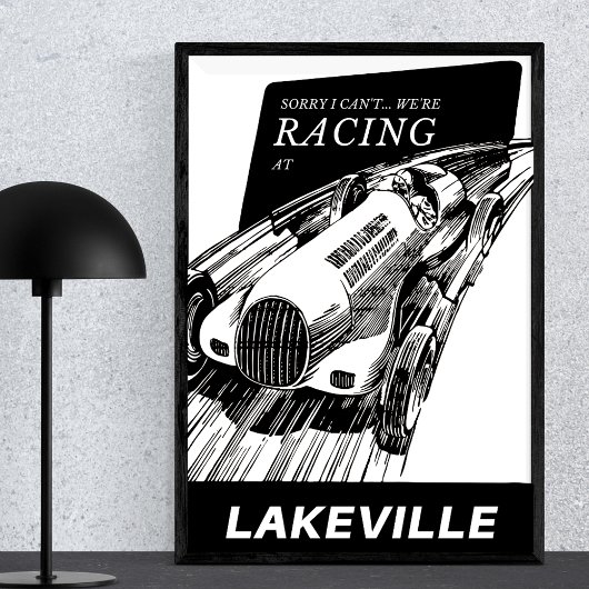 Autorennen Lakeville Connecticut Retro Motorsport Poster