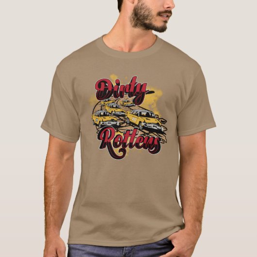 Autorennen-Rausch dreckiger verrotteter Junge T-Shirt (Vorderseite)