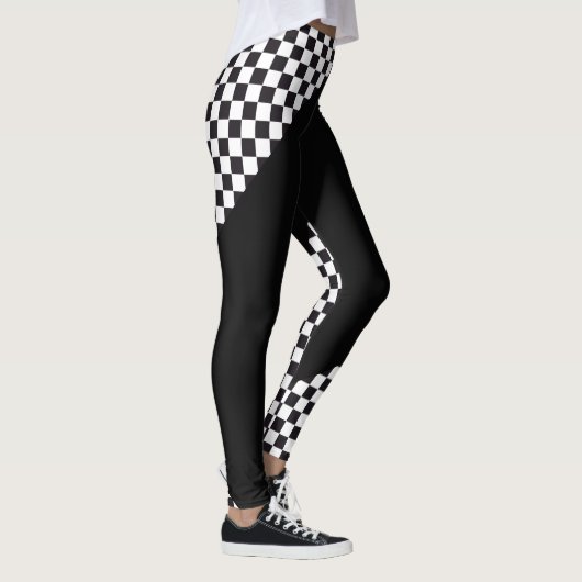 Autorennen-/Schach-Muster + Ihr backgr. u. Ideen Leggings (Rechts)