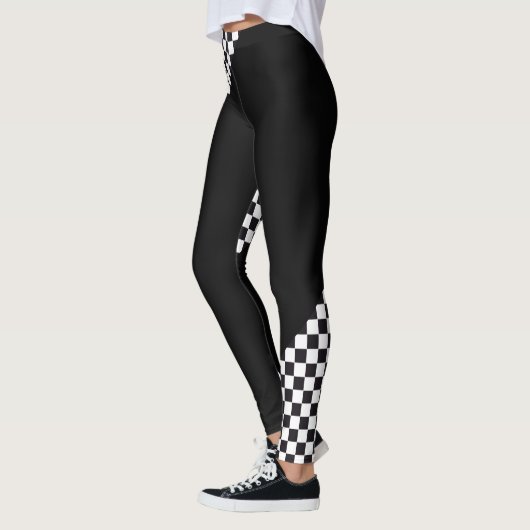 Autorennen-/Schach-Muster + Ihr backgr. u. Ideen Leggings (Links)