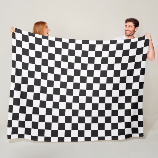 Autorennen / Schach Muster - schwarz 1 Fleecedecke (Beispiel)