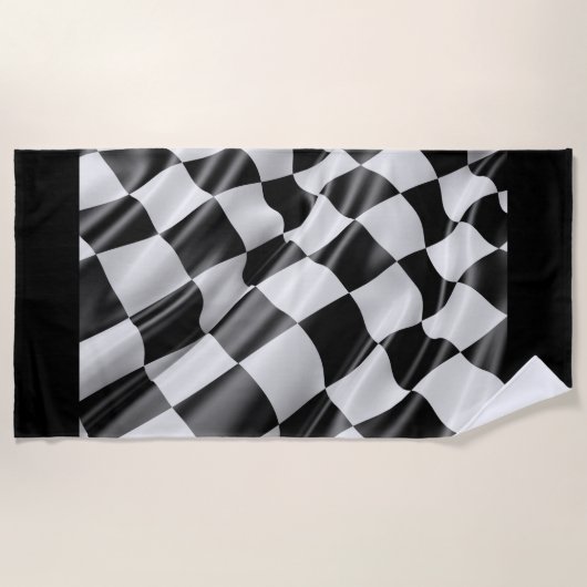 Autorennen Schachbrettmuster Fahne Strandtuch. Strandtuch (Vorderseite)