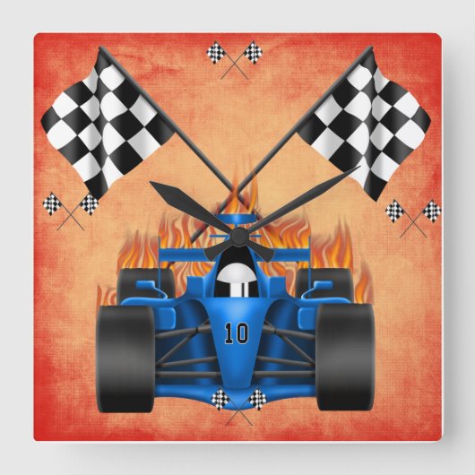 Autorennen-Uhr Quadratische Wanduhr (Vorderseite)