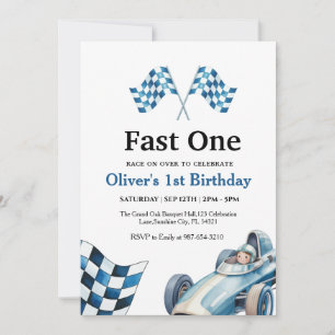 Autorennen zum 1. Geburtstag, Jungen-Geburtstagsfe Einladung