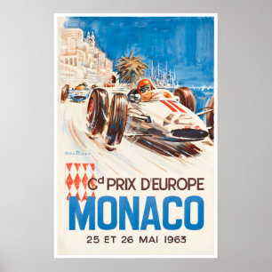 Autorennsport Kunst Monaco Poster Rennwagen Druck