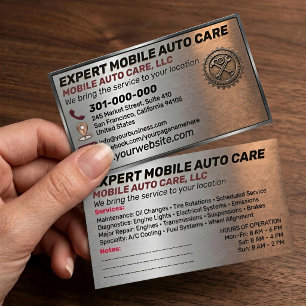 Autoreparatur & Auto Klimaanlage Metall Aluminium  Visitenkarte