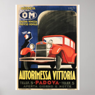 AUTORIMESSA VITTORIA Padova Italien Oldtimer Poster