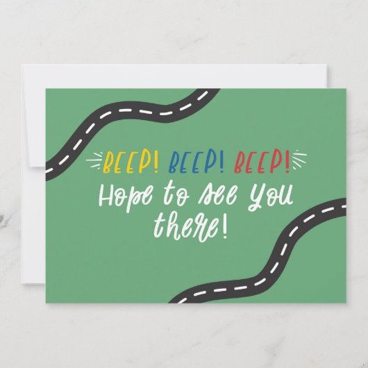 Autos auf Straßen 1. Geburtstag Einladung (Rückseite)