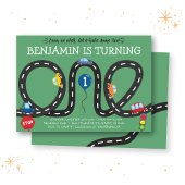 Autos auf Straßen 1. Geburtstag Einladung