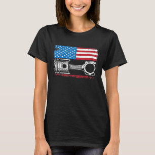 Autos Automechaniker Amerikanische Flagge Vintage T-Shirt