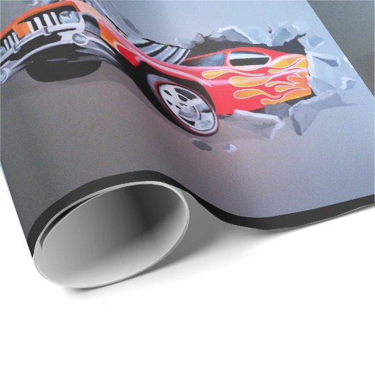 Autos, die durch das Wandverpackungspapier abstürz Geschenkpapier (Rolleneckpunkt)