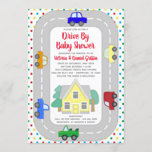Autos fahren mit Babydusche Einladung