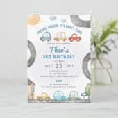 Autos Geburtstagsparty Einladung Transport Thema (Stehend Vorderseite)