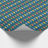 Autos in blauem Umhüllungspapier Geschenkpapier (Ecke)