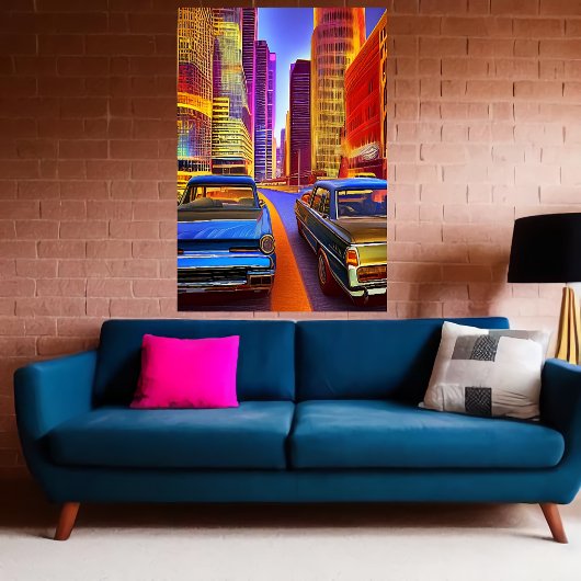 Autos in der Stadt | AI Art Poster