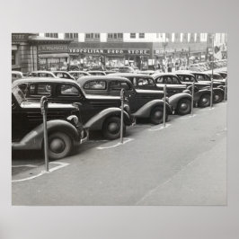 Autos in Omaha, 1938. Vintages Foto Poster