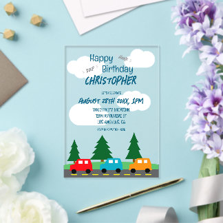 Autos Kinder Jungen Geburtstag Acryleinladungen