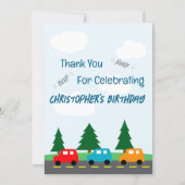 Autos Kinder Jungen Geburtstag Dankeskarte (Vorderseite)