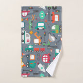 Autos Lastwagen Fahrzeuge Kindermuster Badhandtuch Set (Handtuch)