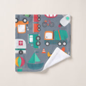 Autos Lastwagen Fahrzeuge Kindermuster Badhandtuch Set (Waschlappen)