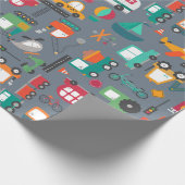 Autos Lastwagen Fahrzeuge Kindermuster Geschenkpapier (Ecke)