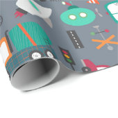 Autos Lastwagen Fahrzeuge Kindermuster Geschenkpapier (Rolleneckpunkt)