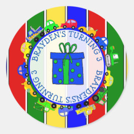 Autos, LKWs, Traktoren, Geburtstagsaufkleber Runder Aufkleber