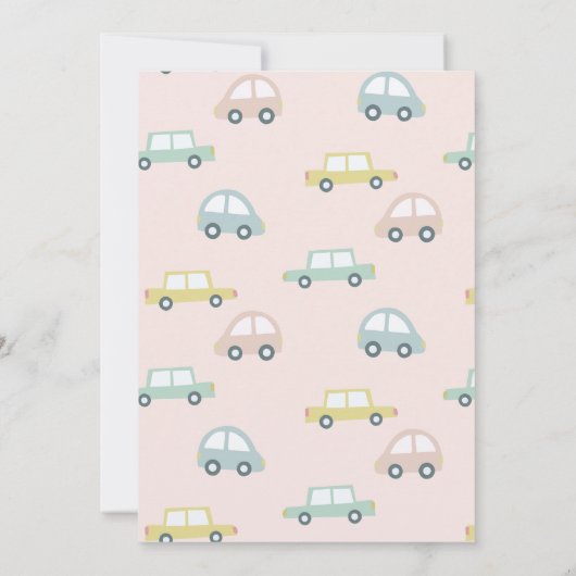 Autos mit Balloons Pink Girl Drive by Birthday Einladung (Rückseite)