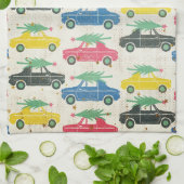 Autos mit Bäumen in der obersten Retro-Küche Küchentuch (Gefaltet)