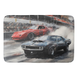 Autos mit rotem und schwarzem Muskel Badematte