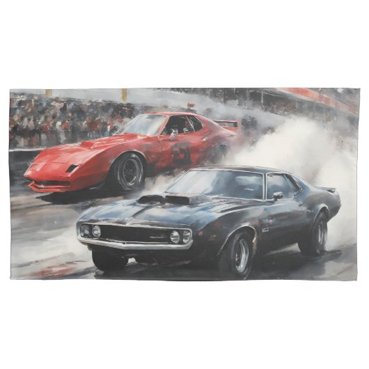 Autos mit rotem und schwarzem Muskel Kissenbezug (Vorderseite-Links)