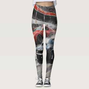 Autos mit rotem und schwarzem Muskel Leggings