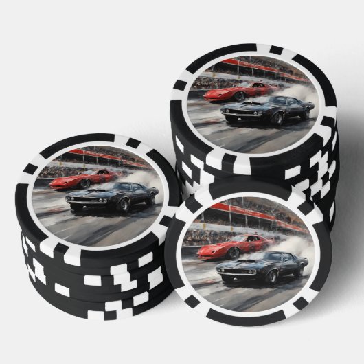 Autos mit rotem und schwarzem Muskel Pokerchips (Stapel)