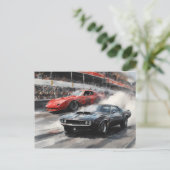 Autos mit rotem und schwarzem Muskel Postkarte (Stehend Vorderseite)