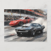 Autos mit rotem und schwarzem Muskel Postkarte (Vorderseite)