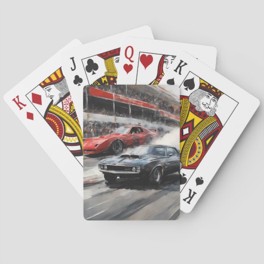 Autos mit rotem und schwarzem Muskel Spielkarten (Rückseite)