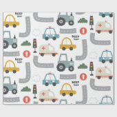 Autos Muster Kinder  Geschenkpapier (Flach)